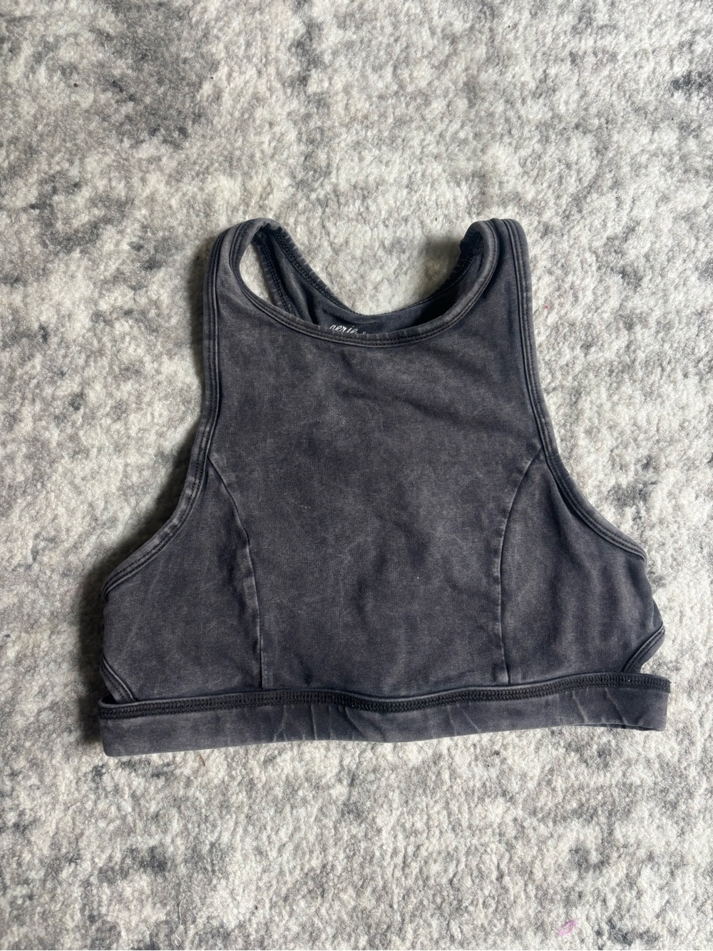 aerie Black High-Neck Crop Athletic Tank